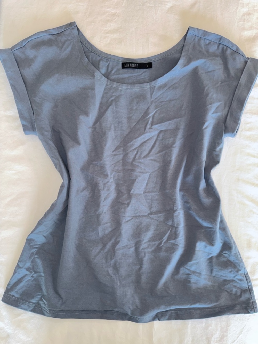 Mikarose Women's Modest Basic Dusty Blue Short Sleeve Tee S